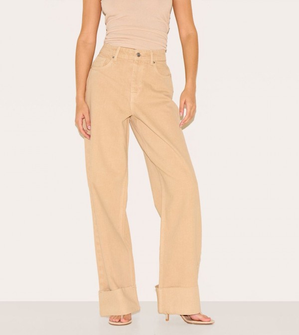 Turn Up Hem Straight Fit Jeans