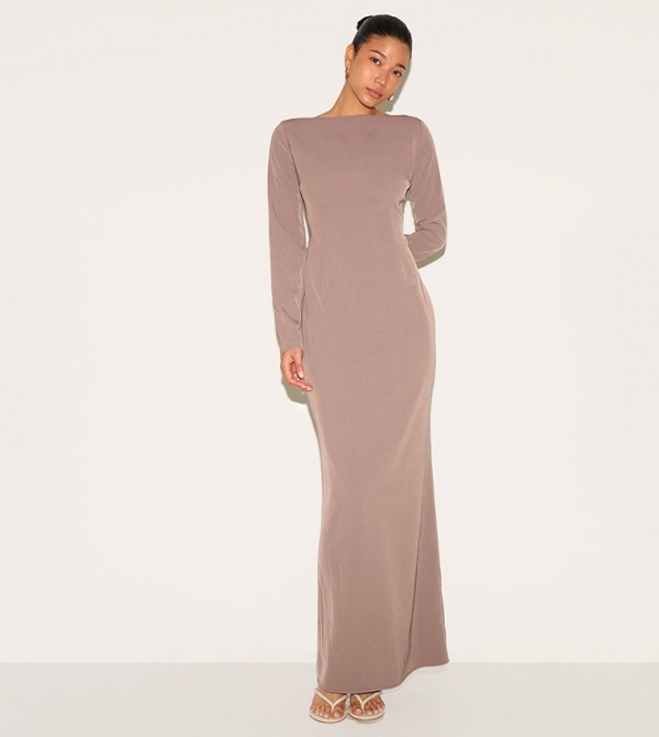 Tailored Boat Neck Maxi Dress