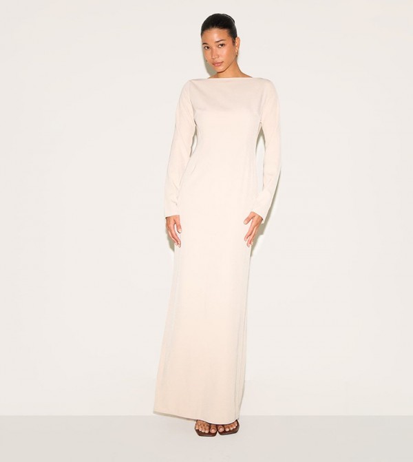 Tailored Boat Neck Maxi Dress