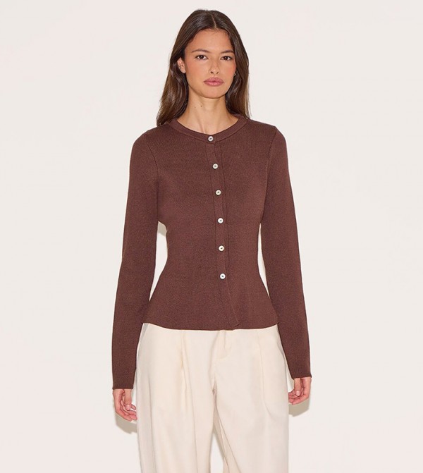 Compact Knitted Peplum Cardigan