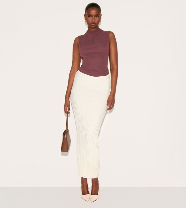 Ribbed Knit Maxi Skirt