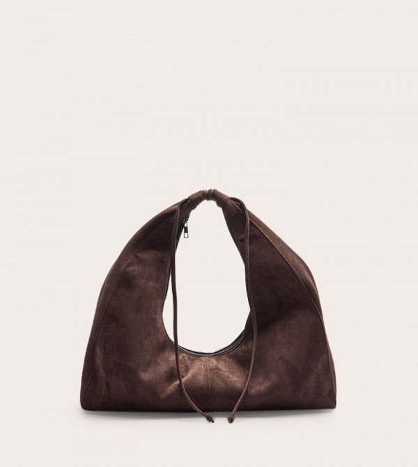 Faux Suede Slouchy Shoulder Bag