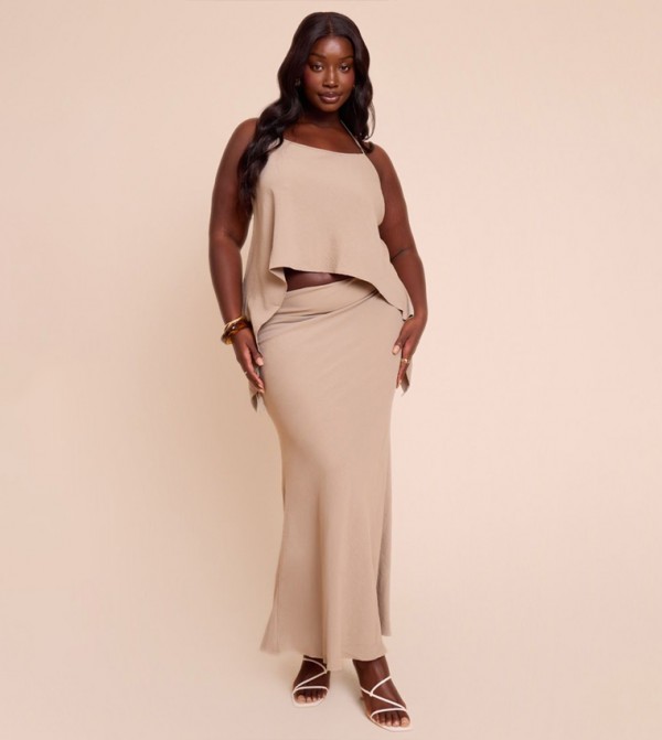 Curve Floaty Tie Side Low Rise Maxi Skirt
