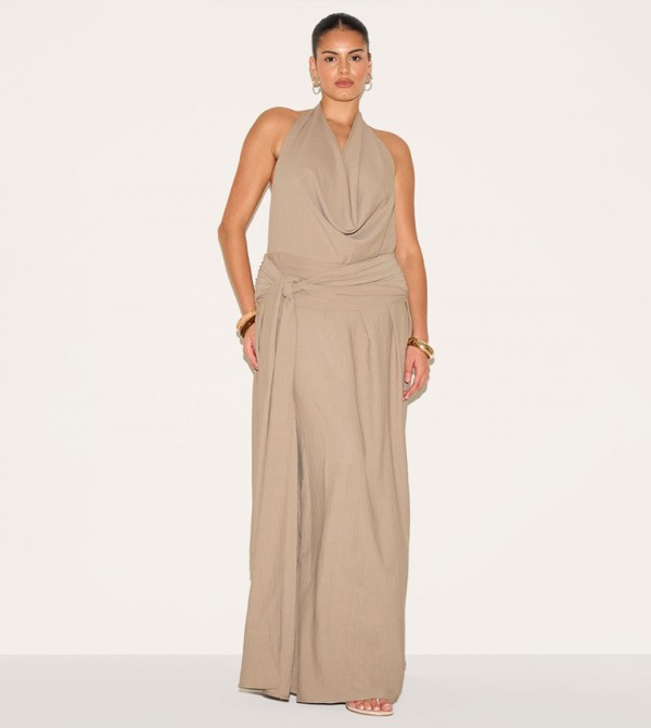 Curve Floaty Cowl Neck Low Back Maxi Dress