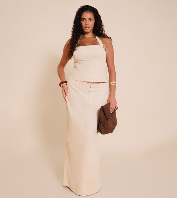 Curve Premium Linen A-Line Maxi Skirt