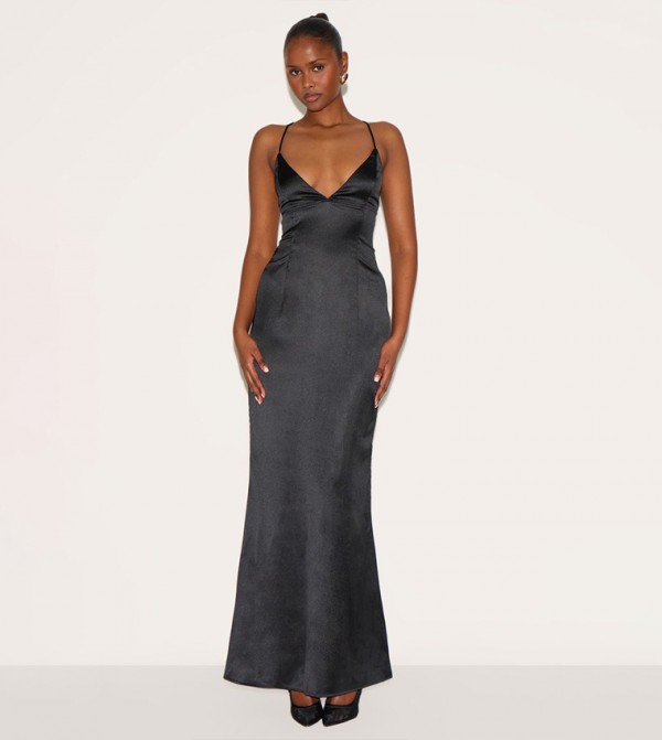 Satin Tie Back Maxi Dress