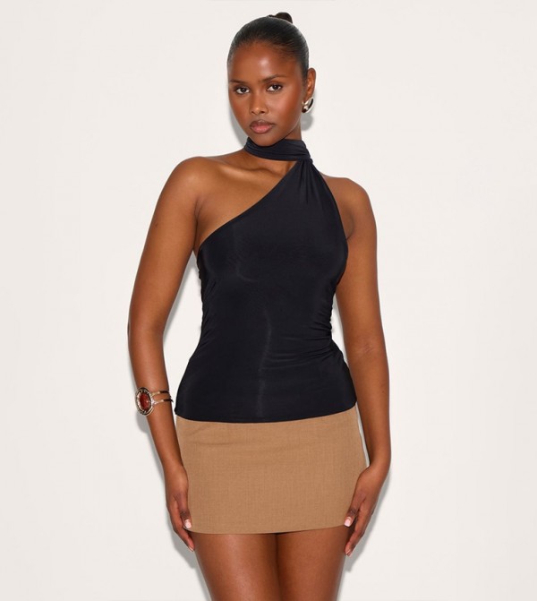 Double Layer Scarf Detail Crop Top