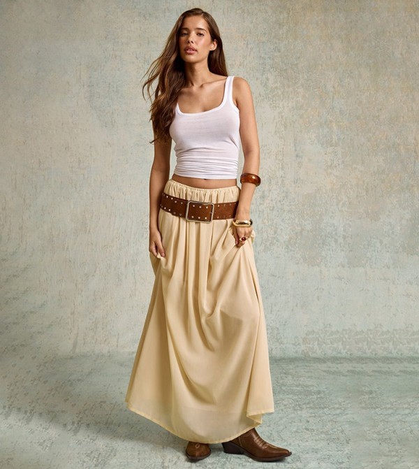 Chiffon Flared Maxi Skirt