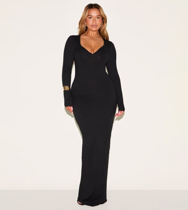 Curve Sculpt Sweetheart Neck Maxi Dress