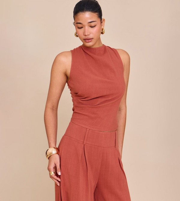 Solid Sleeveless Crop Top