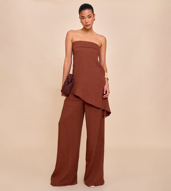 Textured Wide Leg Trousers