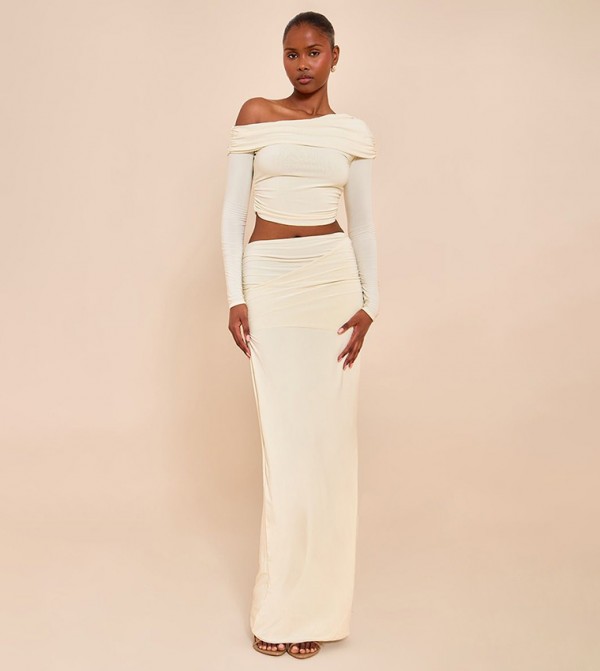 Matte Sculpt Fold Over Maxi Skirt