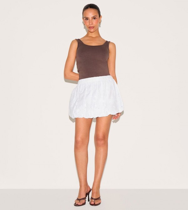 Petite Broderie Puffball Mini Skirt