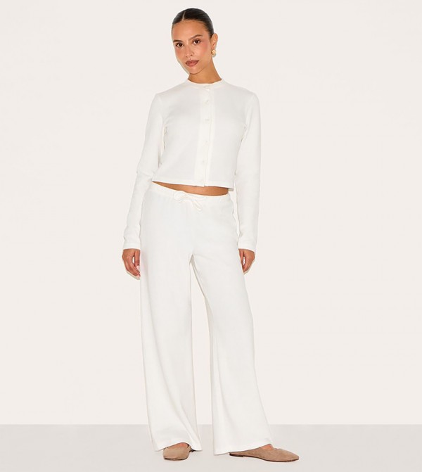 Petite Super Soft Drawstring Waist Wide Leg Pants