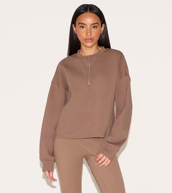 Petite Zipper Neck-Through Sweatshirt