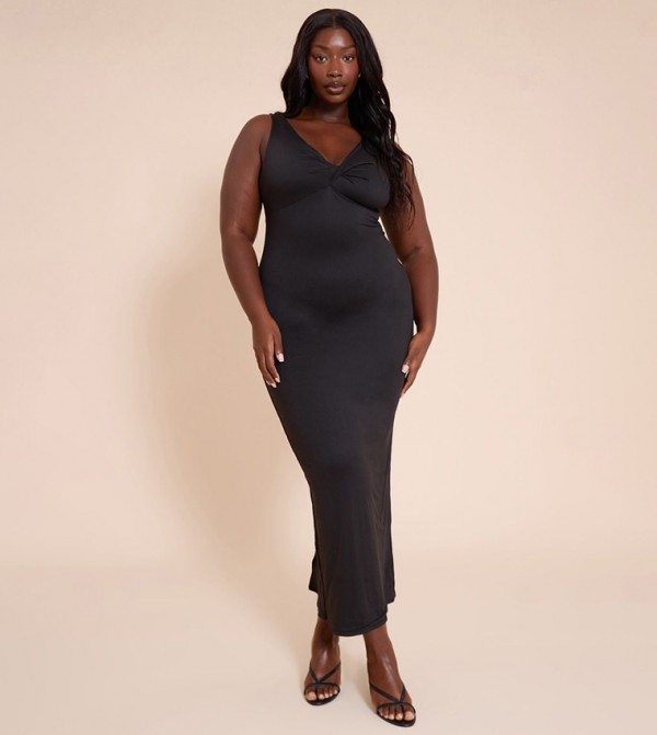 Curve Double Contour Twist Bust Detail Maxi Dress