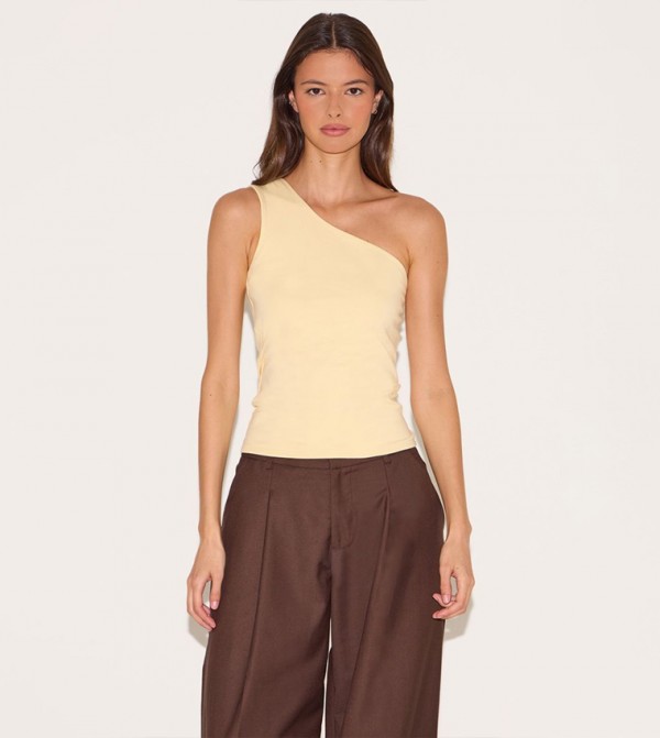 Solid One Shoulder Top