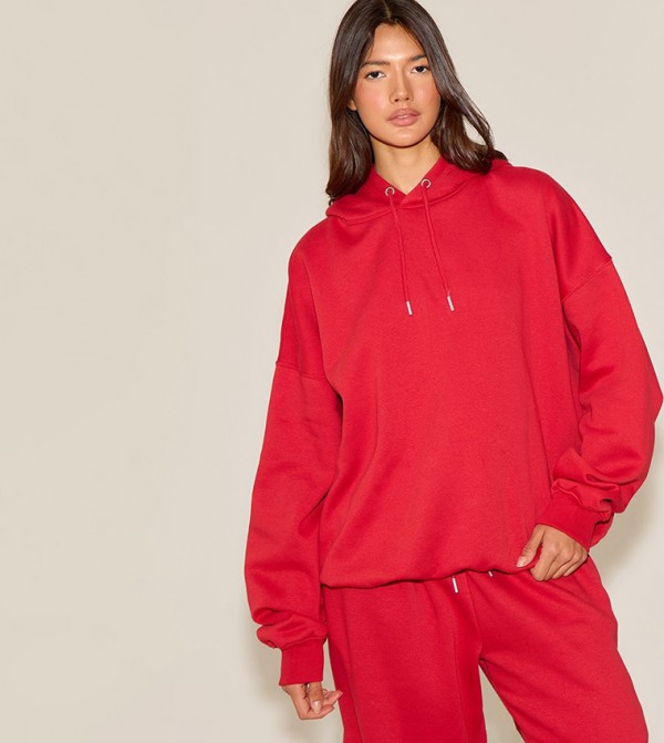 Textured Long Sleeves Oversized Hoodie
