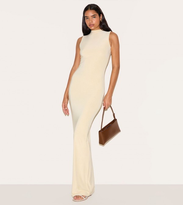 Tall Double Layer High Neck Sleeveless Maxi Dress