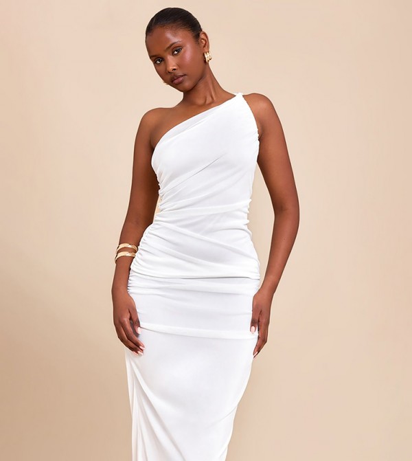Mesh Asymmetric Shoulder Sleeveless Top
