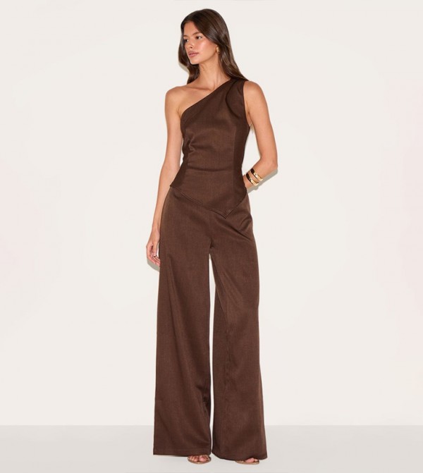 One Shoulder Wide Leg Jumpsuit