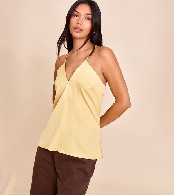 Matte Satin Strappy Detail Long Cami Top