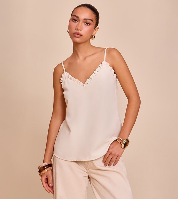 Solid Frill Detail Cami Top