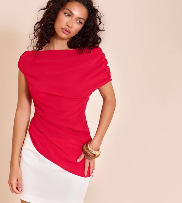 Chiffon Asymmetric Drape Top