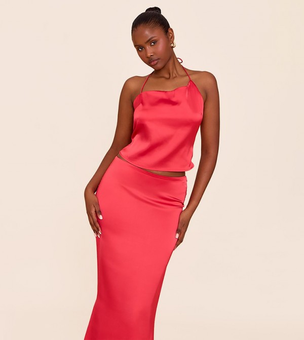Satin Halterneck Crop Top