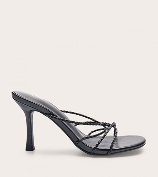 PU Braided Strap Heeled Sandals