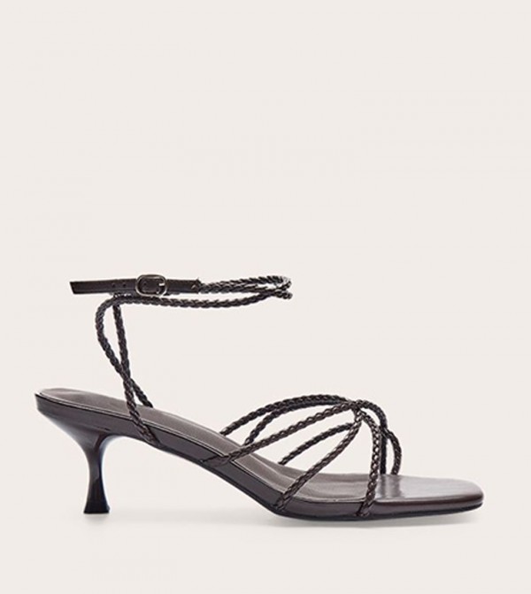 Braided Strap Kitten Heel Sandals