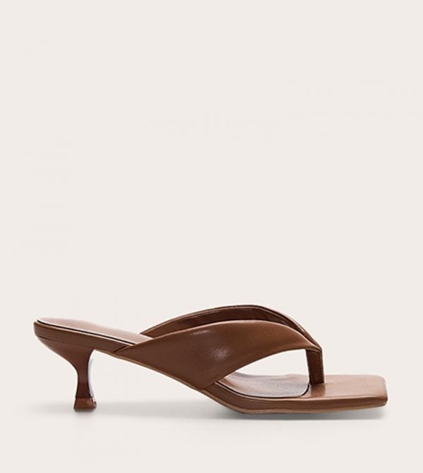 PU Square Toe Heel Sandals
