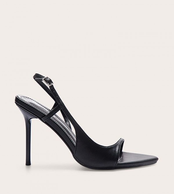 PU Pointed Toe Slingback Heel Sandals