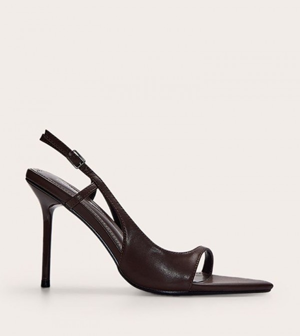 PU Pointed Toe Slingback Heel Sandals