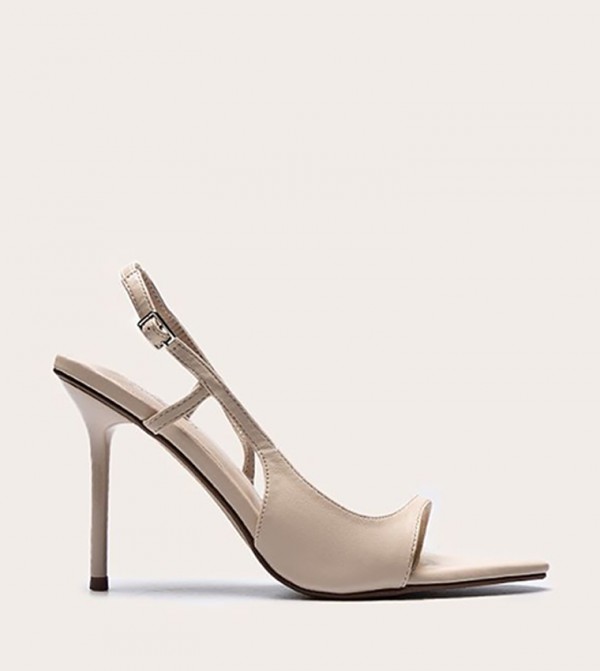PU Pointed Toe Slingback Heeled Sandals