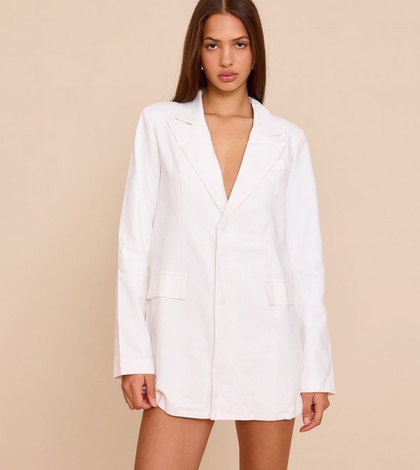 Linen Blend Mini Blazer Dress