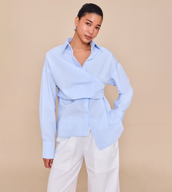 Solid Asymmetric Drape Shirt