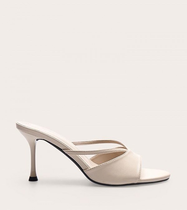 PU Round Toe Cut-Out Strap Heel Sandals