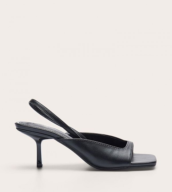 PU Square Toe Slingback Heel Sandals
