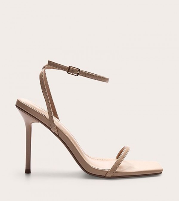PU Square Toe Barley There Heel Sandals