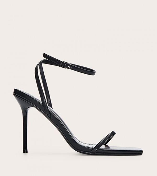 PU Square Toe Barley There Heel Sandals
