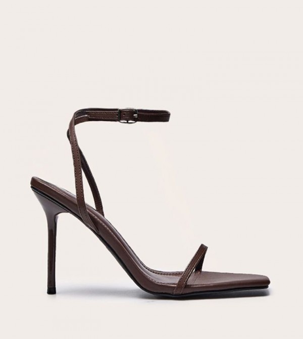 PU Square Toe Barley There Heel Sandals