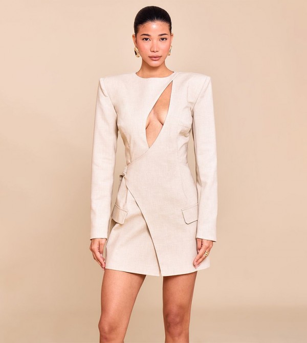 Tailored Asymmetrical Cut-Out Blazer Dress