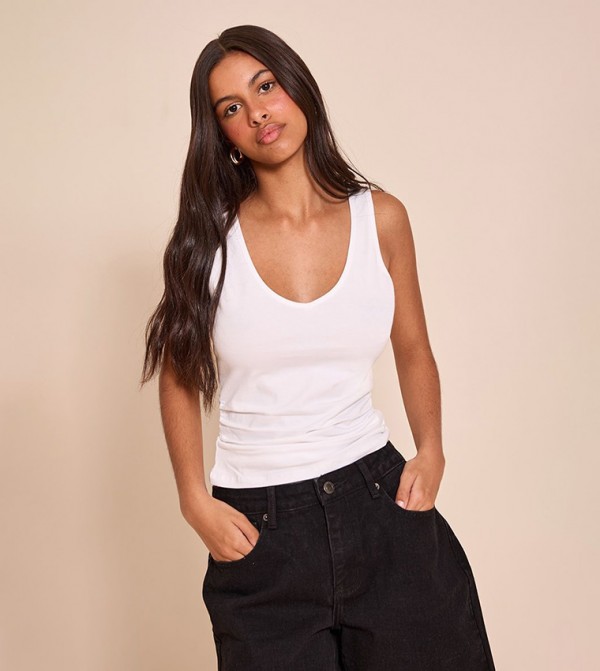 Petite Soft V-Neck Sleeveless Top