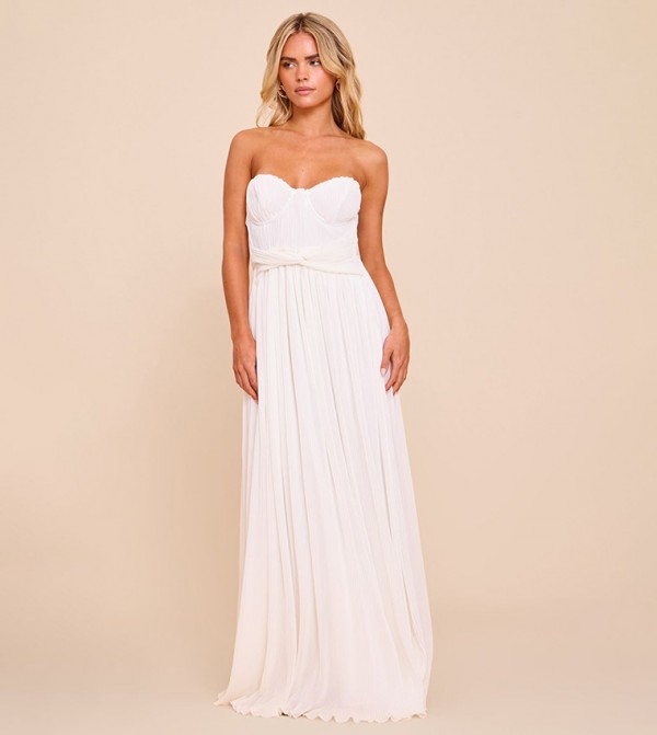 Petite Plisse Scalloped Edge Maxi Dress