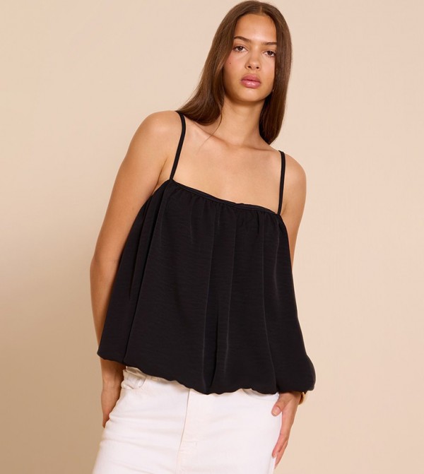 Chiffon Strappy Puff Ball Top