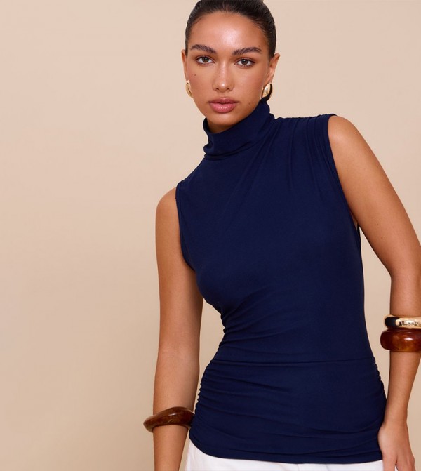 Soft Touch Ruched Side Sleeveless Top