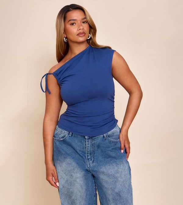 Shape Tie Ruched Shoulder Top