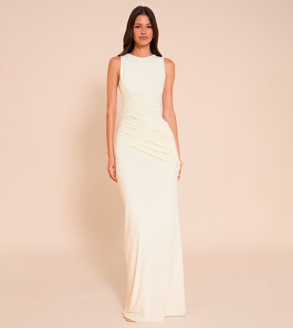 Double Layer Soft Touch Extreme Ruched Maxi Dress