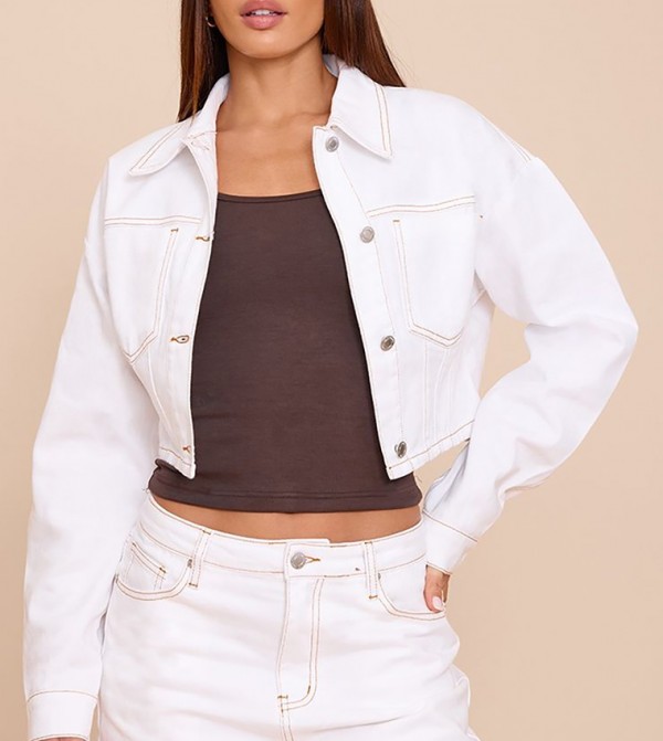 Tall Balloon Sleeves Cropped Denim Jacket